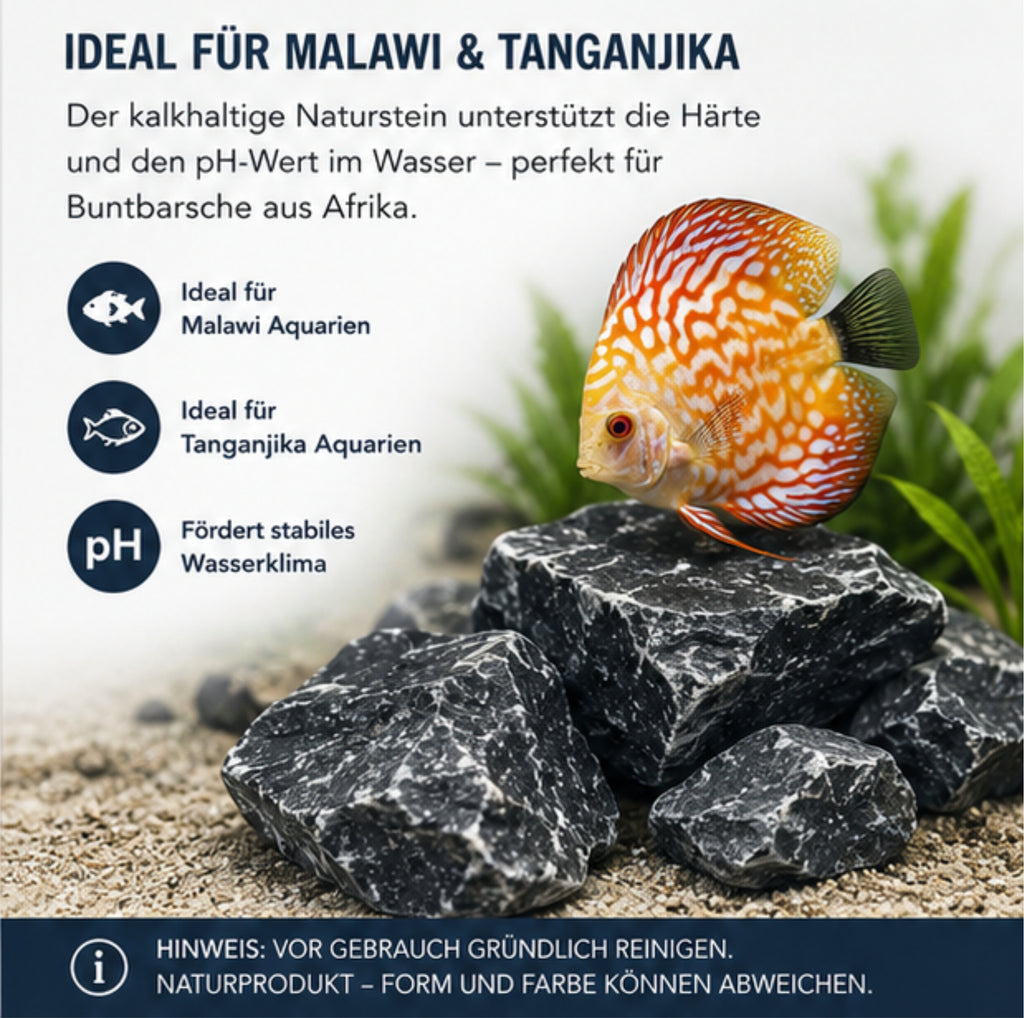 Aquarium Steine Schwarz 6-15cm Malawi Felsen Tanganjika Aquascaping Deko