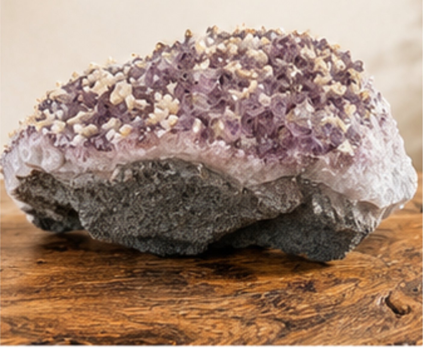 XXL Amethyst Druse mit Calcit |  12 kg Unikat | großer Kristall Rohstein Deko