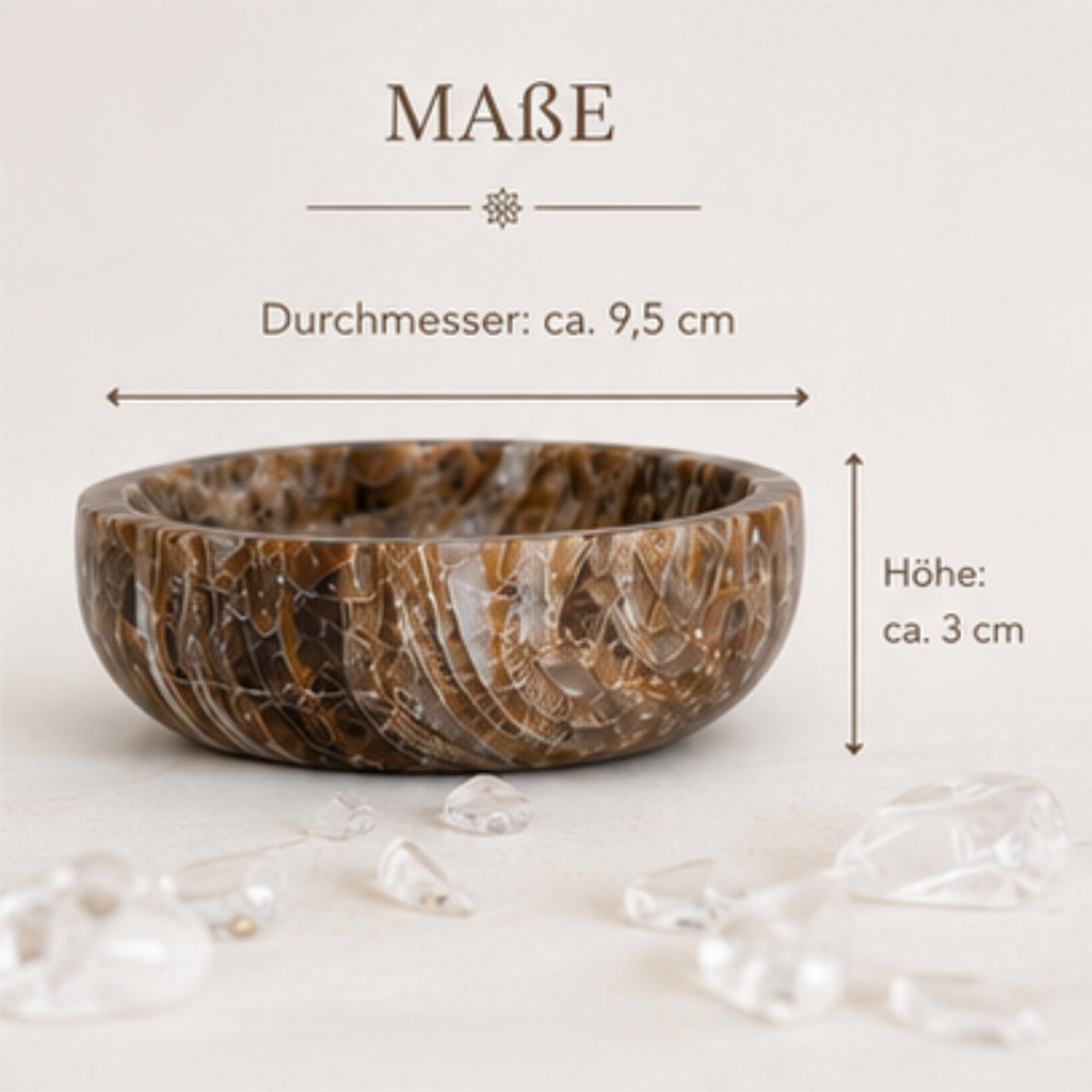 Aragonit Schale 9,5 cm Edelstein Schale Naturstein Deko Schmuckschale Braun