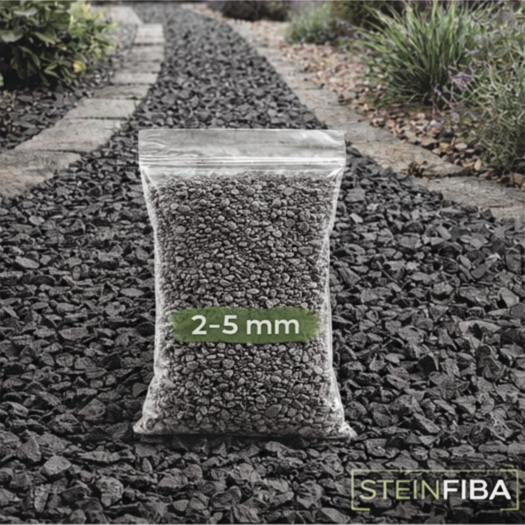 Basaltsplitt Anthrazit 2–5 mm Ziersplitt Naturstein Garten Wege Terrasse Deko