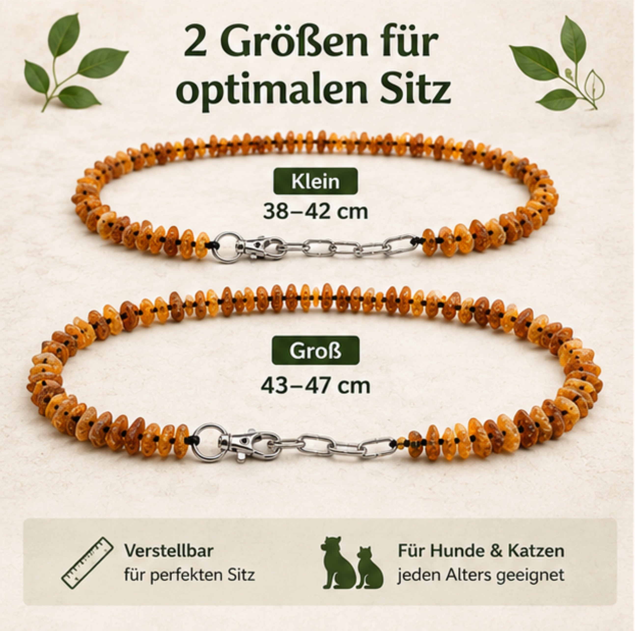 Bernsteinkette Hund Katze Halsband Natur Bernstein Zecken Schutz handgemacht