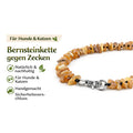 Bernsteinkette Hund Katze Halsband Natur Bernstein Zecken Schutz handgemacht