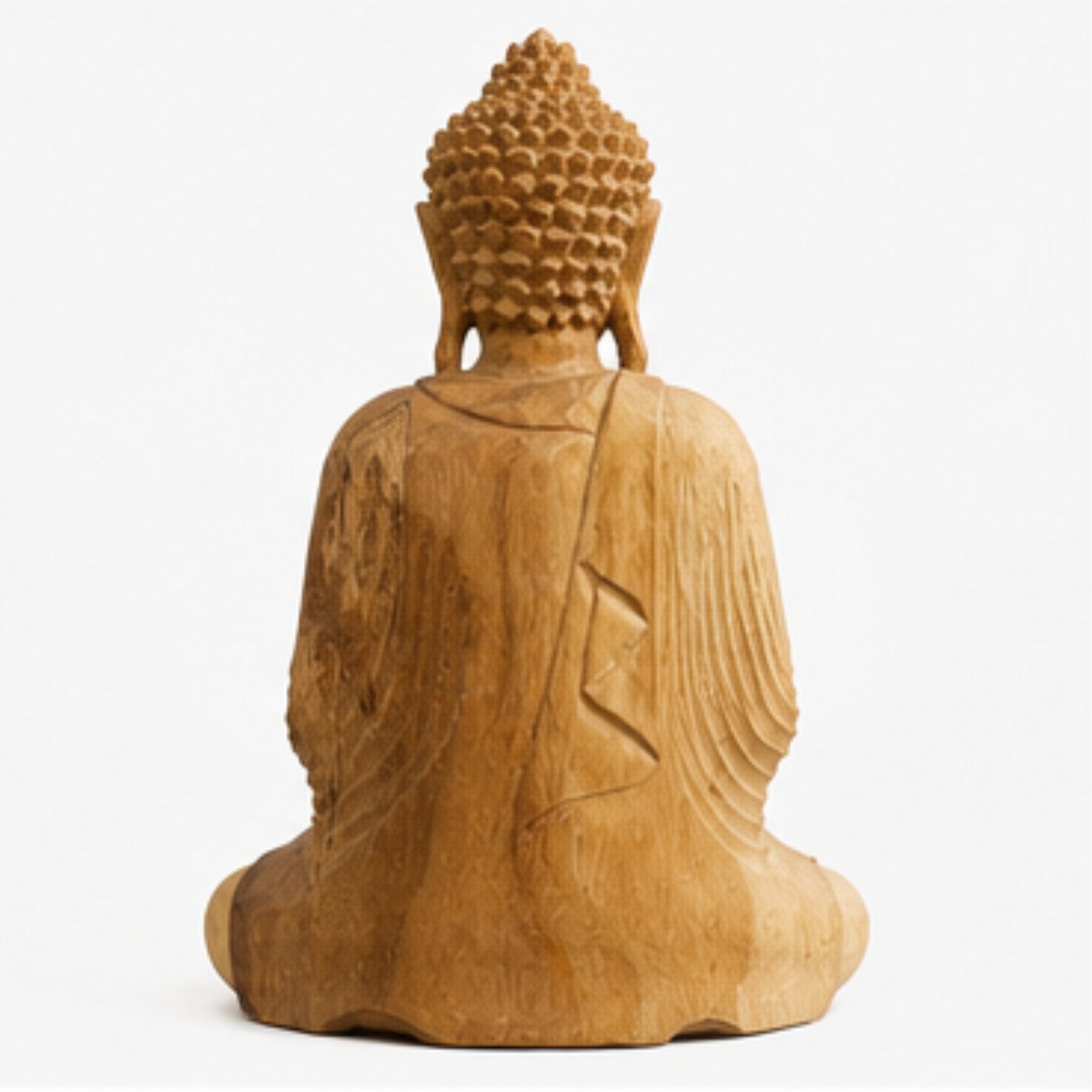 Buddha Figur Holz 32 cm handgeschnitzt Bali Statue Suarholz Meditation Zen Deko