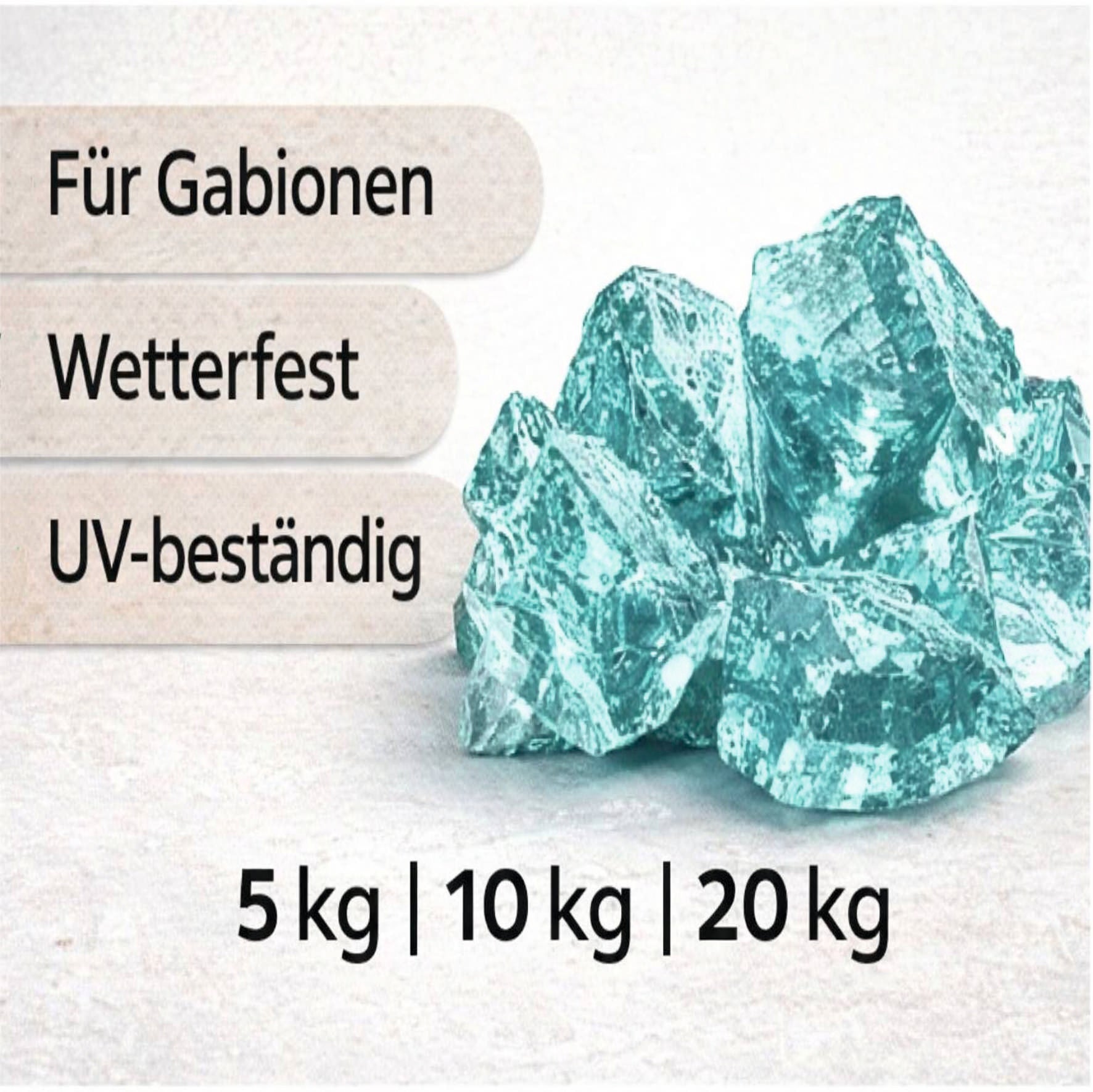 Türkise Glasbrocken 60-120 mm Gabionen Glassteine Deko Garten Steinkorb