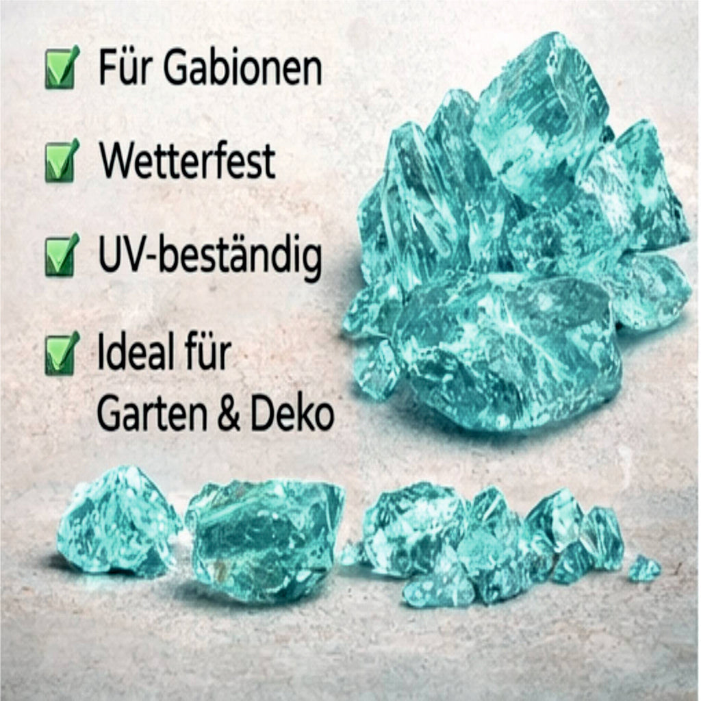 Türkise Glasbrocken 60-120 mm Gabionen Glassteine Deko Garten Steinkorb