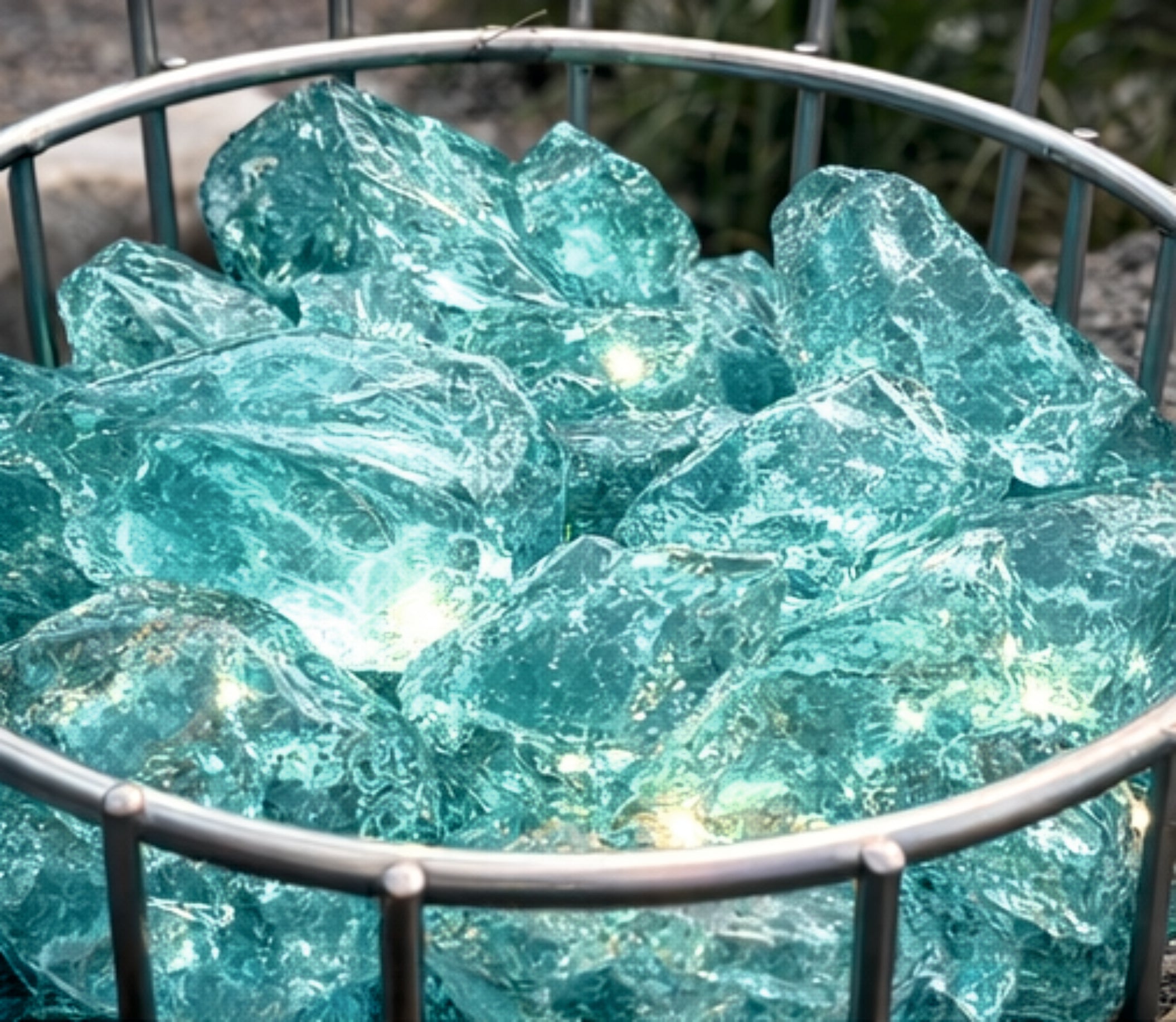 Türkise Glasbrocken 60-120 mm Gabionen Glassteine Deko Garten Steinkorb