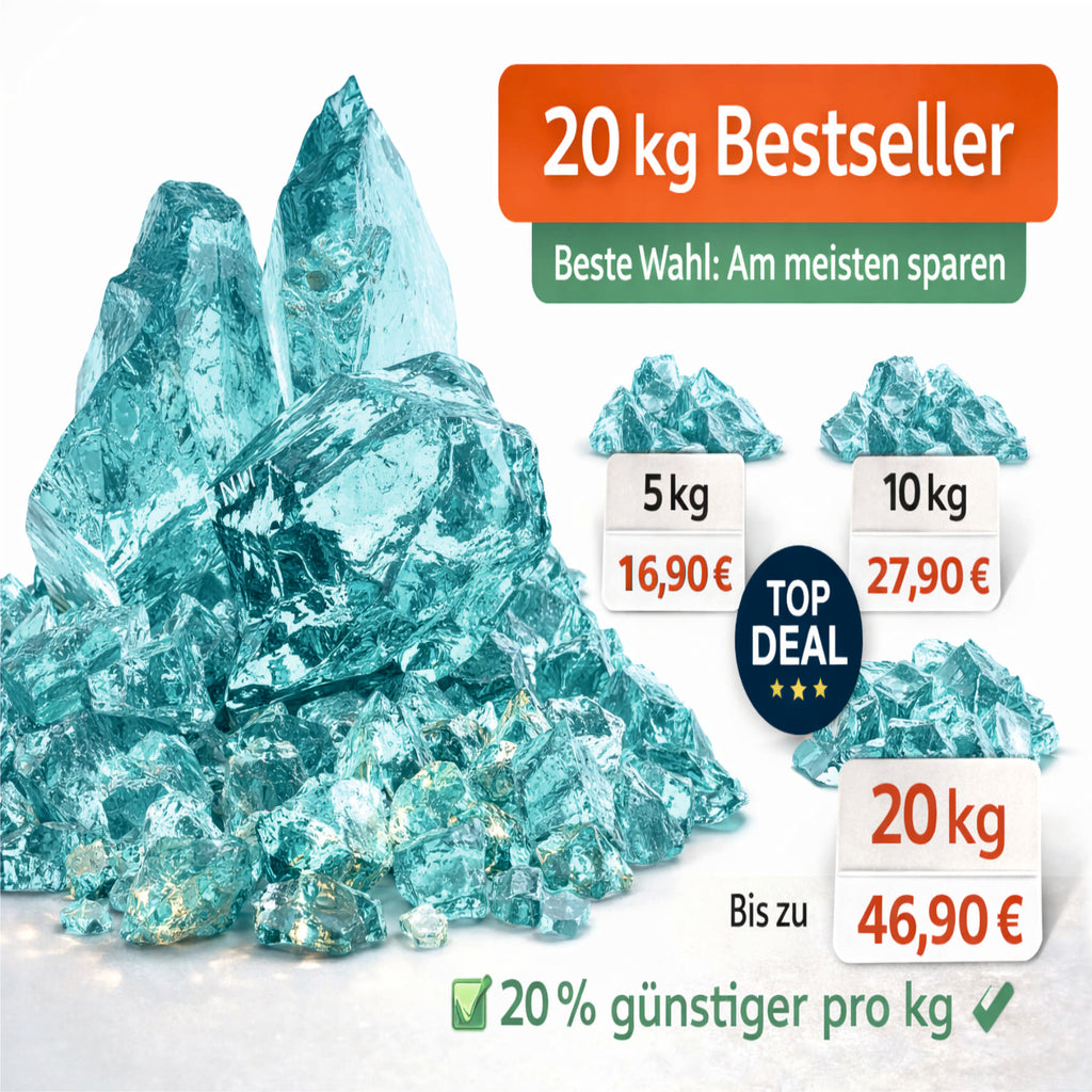 Türkise Glasbrocken 60-120 mm Gabionen Glassteine Deko Garten Steinkorb
