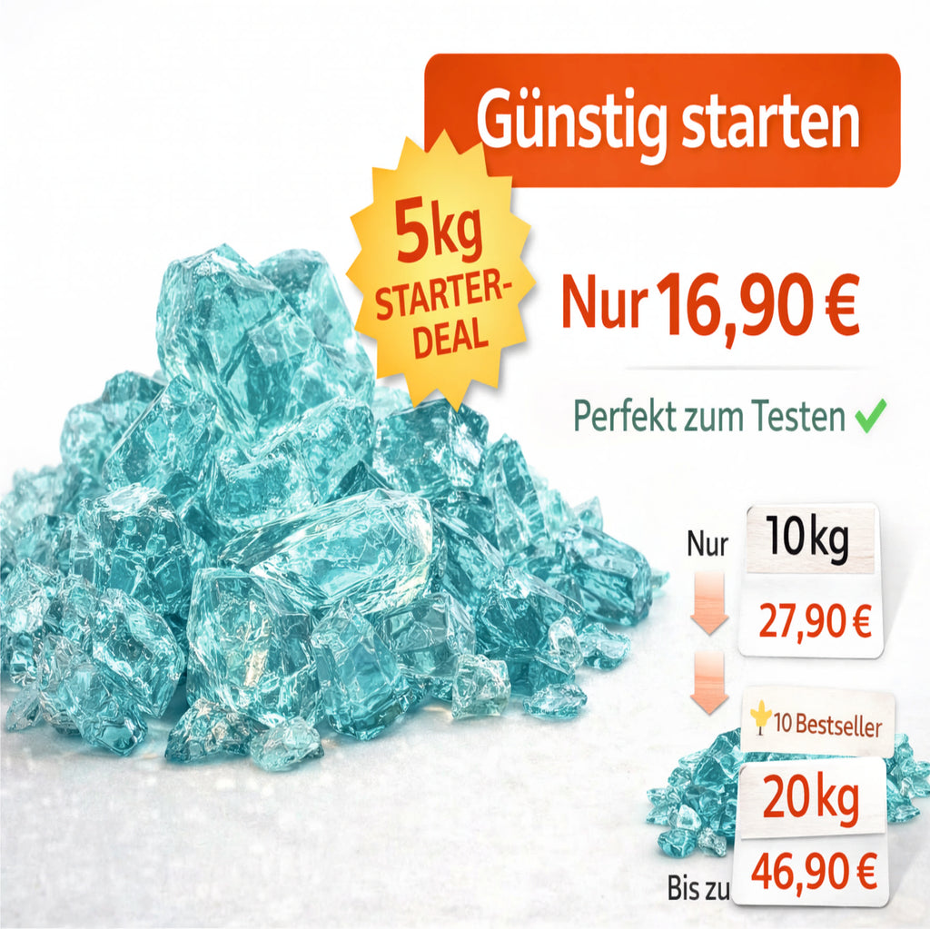 Türkise Glasbrocken 60-120 mm Gabionen Glassteine Deko Garten Steinkorb