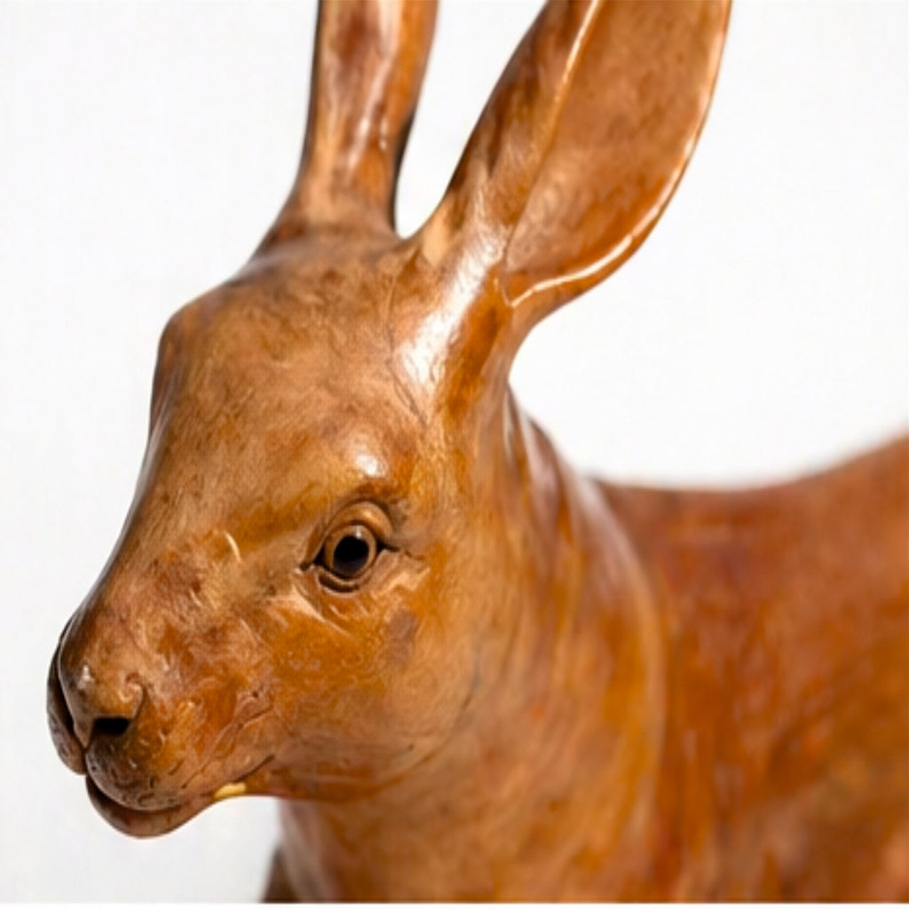 Holzskulptur Hase 70cm Wurzelholz handgeschnitzt Bali Unikat Deko