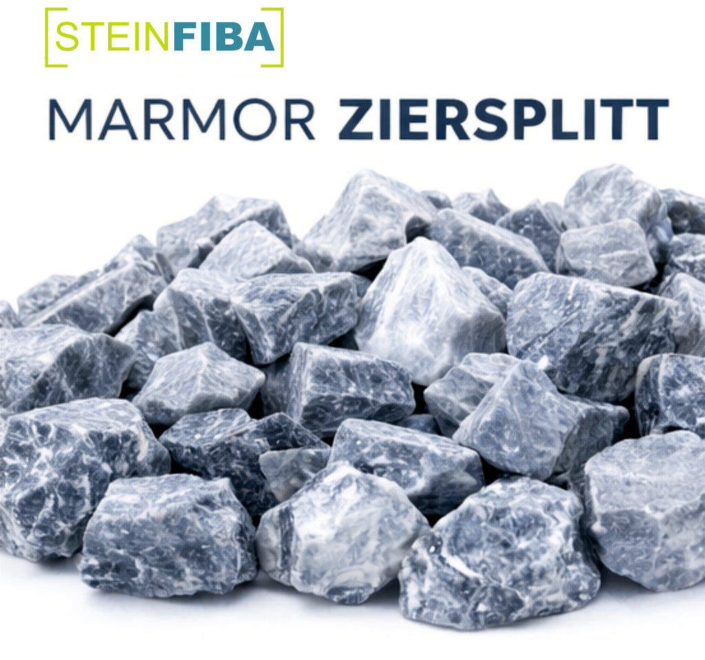 Marmor Splitt Grau 16-25 mm Ziersplitt Gartenkies Gabionen Steine Deko Kies