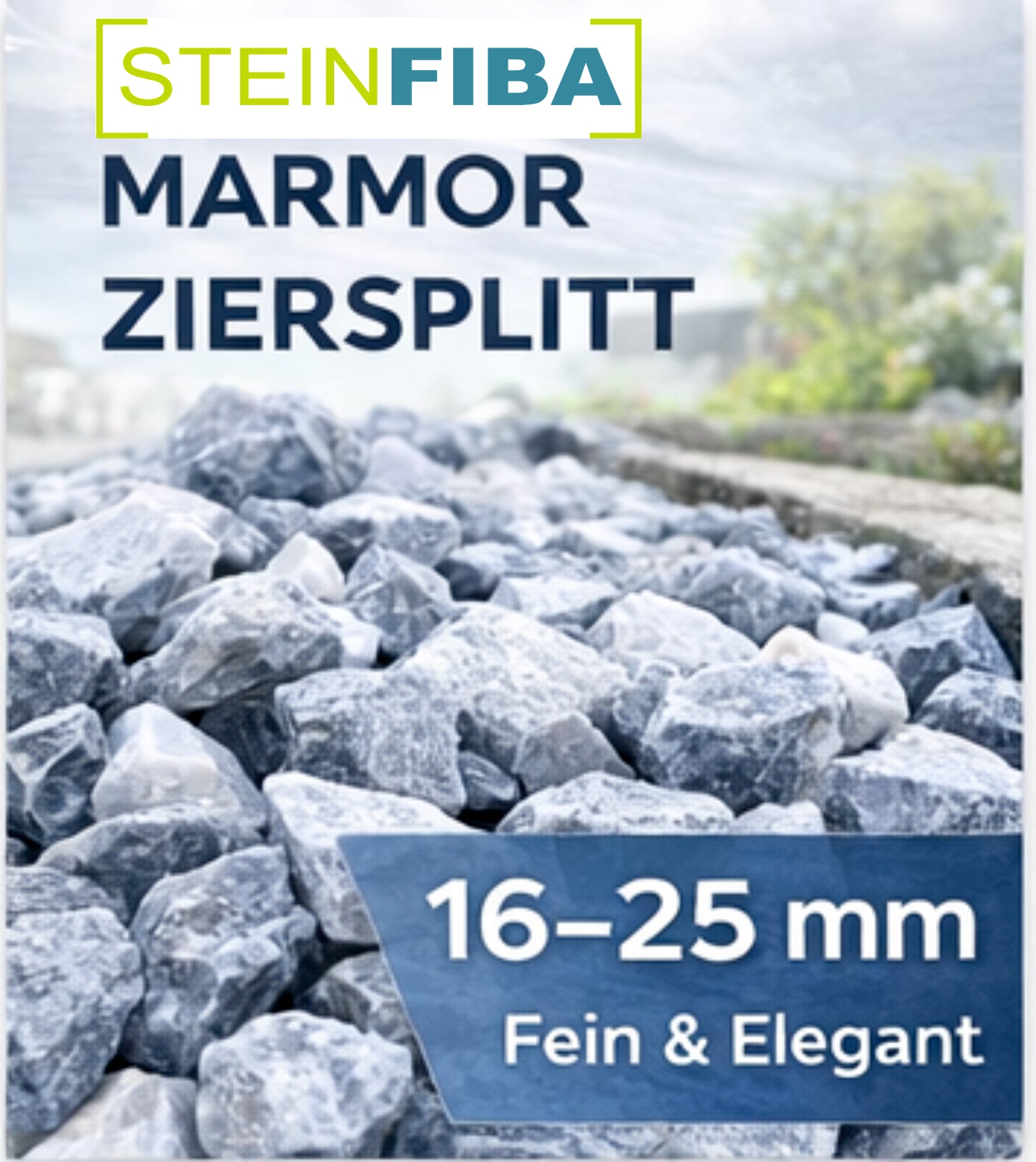 Marmor Splitt Grau 16-25 mm Ziersplitt Gartenkies Gabionen Steine Deko Kies