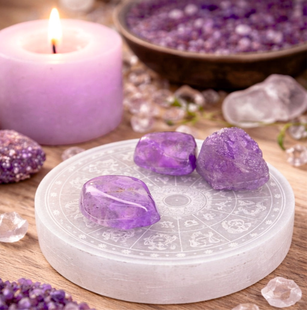Selenit Ladeplatte Sternzeichen 7,5 cm – Kristalle aufladen, Energie reinigen, Chakra & Meditation Zubehör