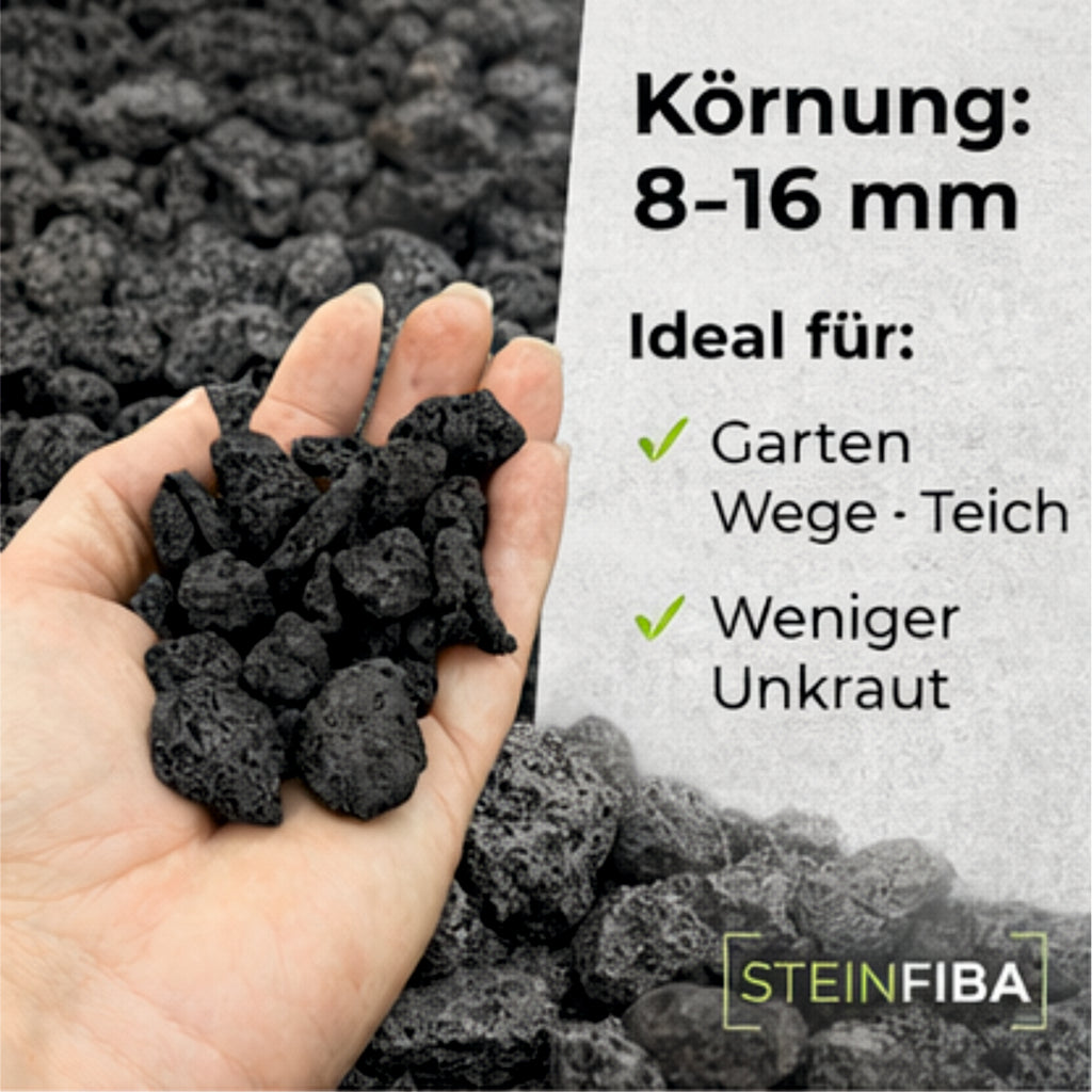 Lavamulch Schwarz 8-16 mm Lava Splitt Zierkies Garten Teich Dachbegrünung