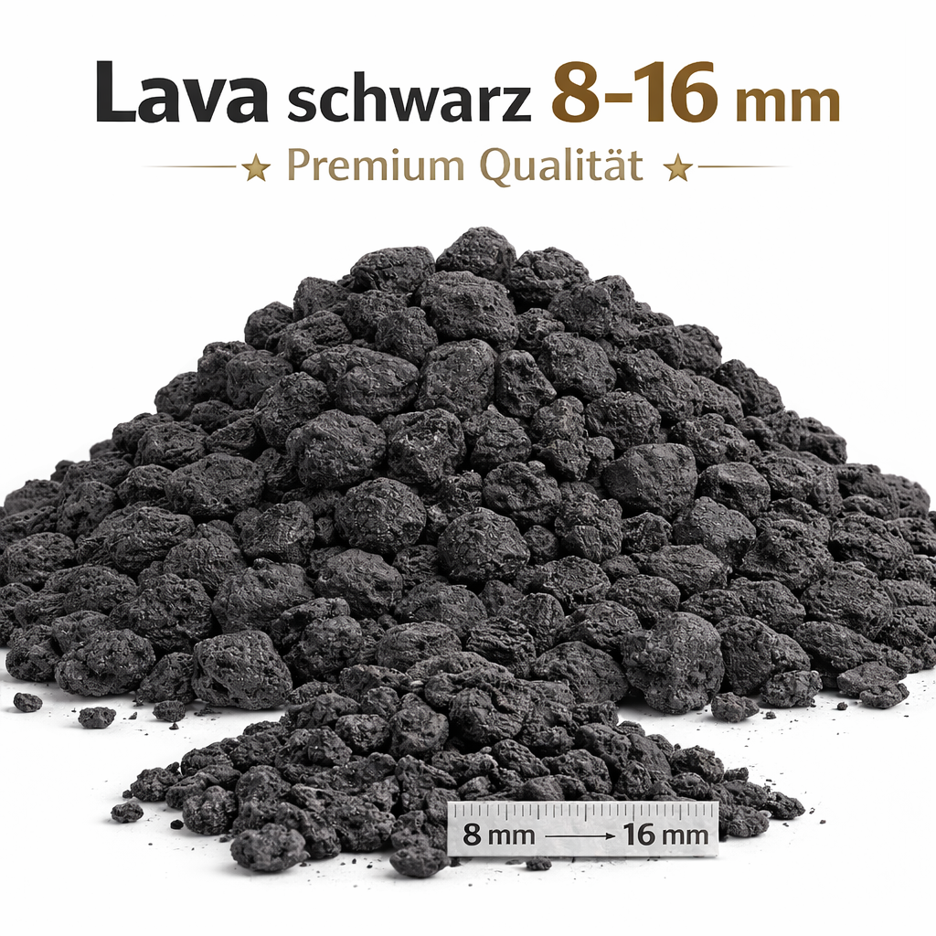 Lavamulch Schwarz 8-16 mm Lava Splitt Zierkies Garten Teich Dachbegrünung
