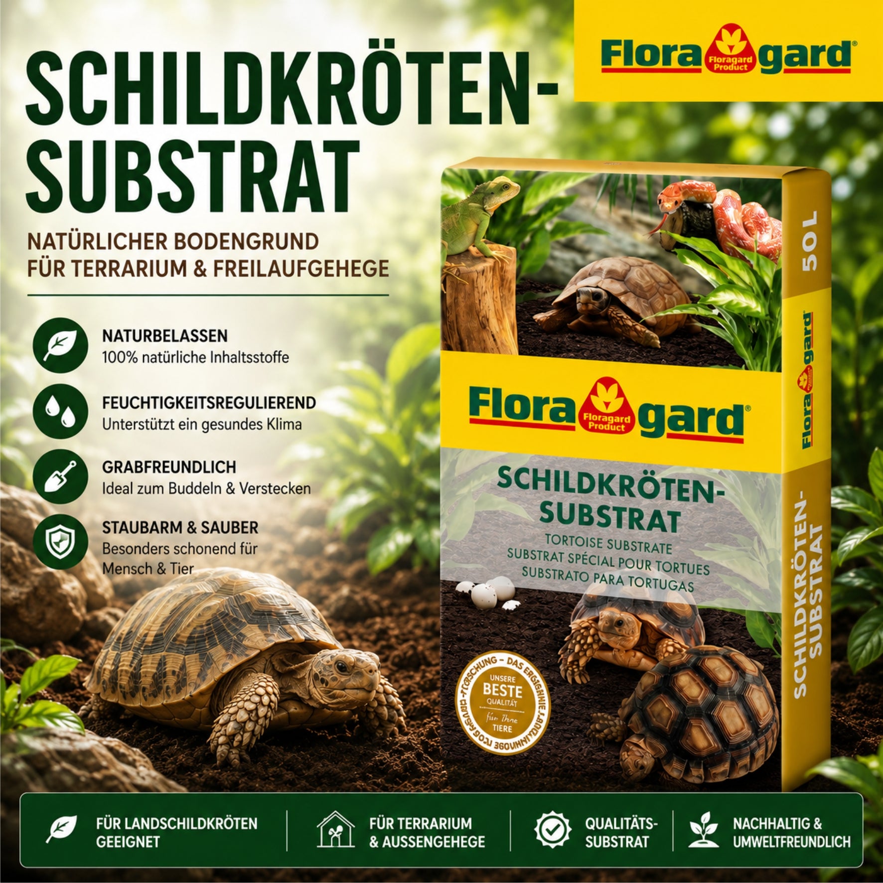 Floragard Schildkrötensubstrat 50L / 100L Terrarium Erde Reptilien Bodengrund