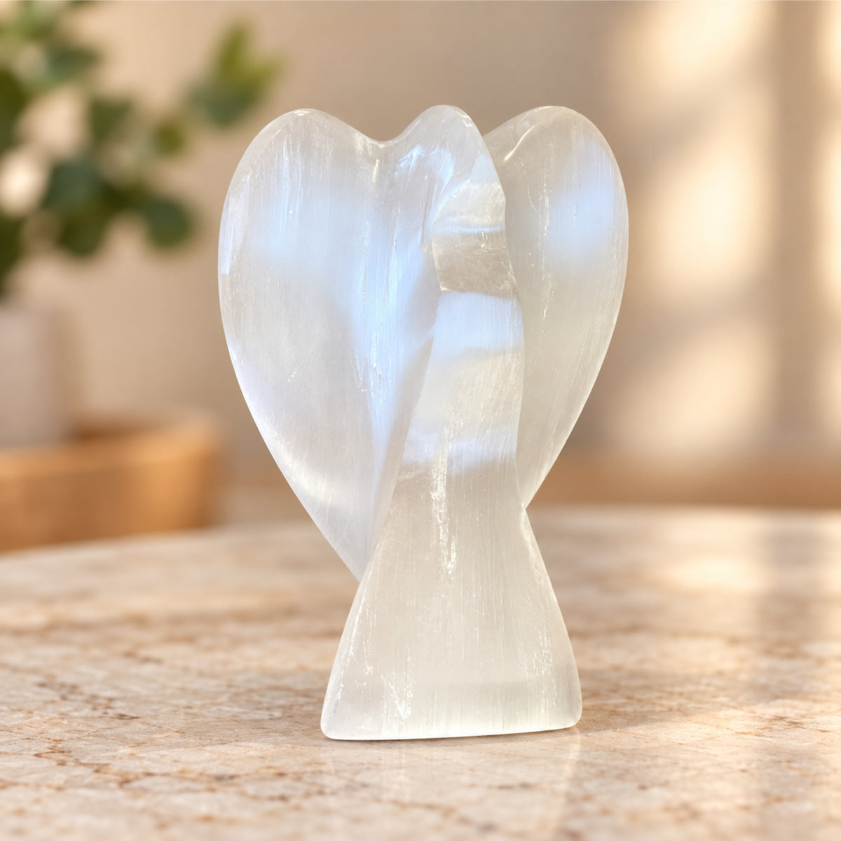 Selenit Engel weiß 10 cm Schutzengel Edelstein Deko Kristall Figur Geschenk
