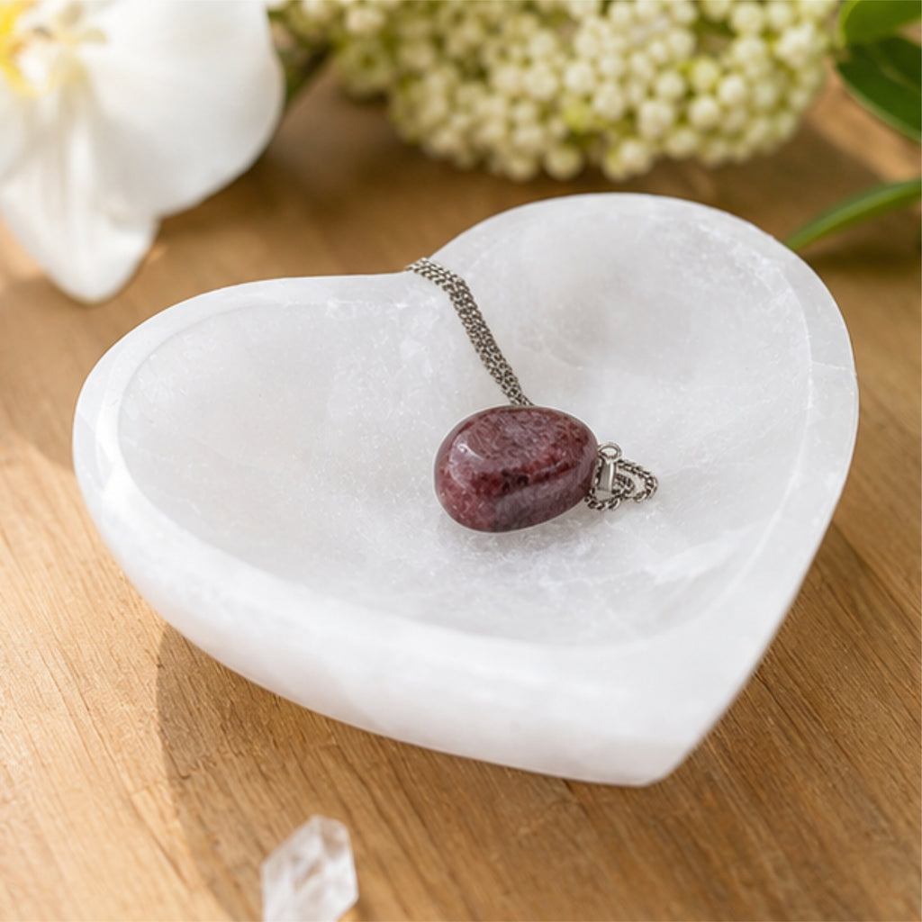 Selenit Herzschale 12 cm Ladeschale Duftschale Edelstein Naturstein Deko