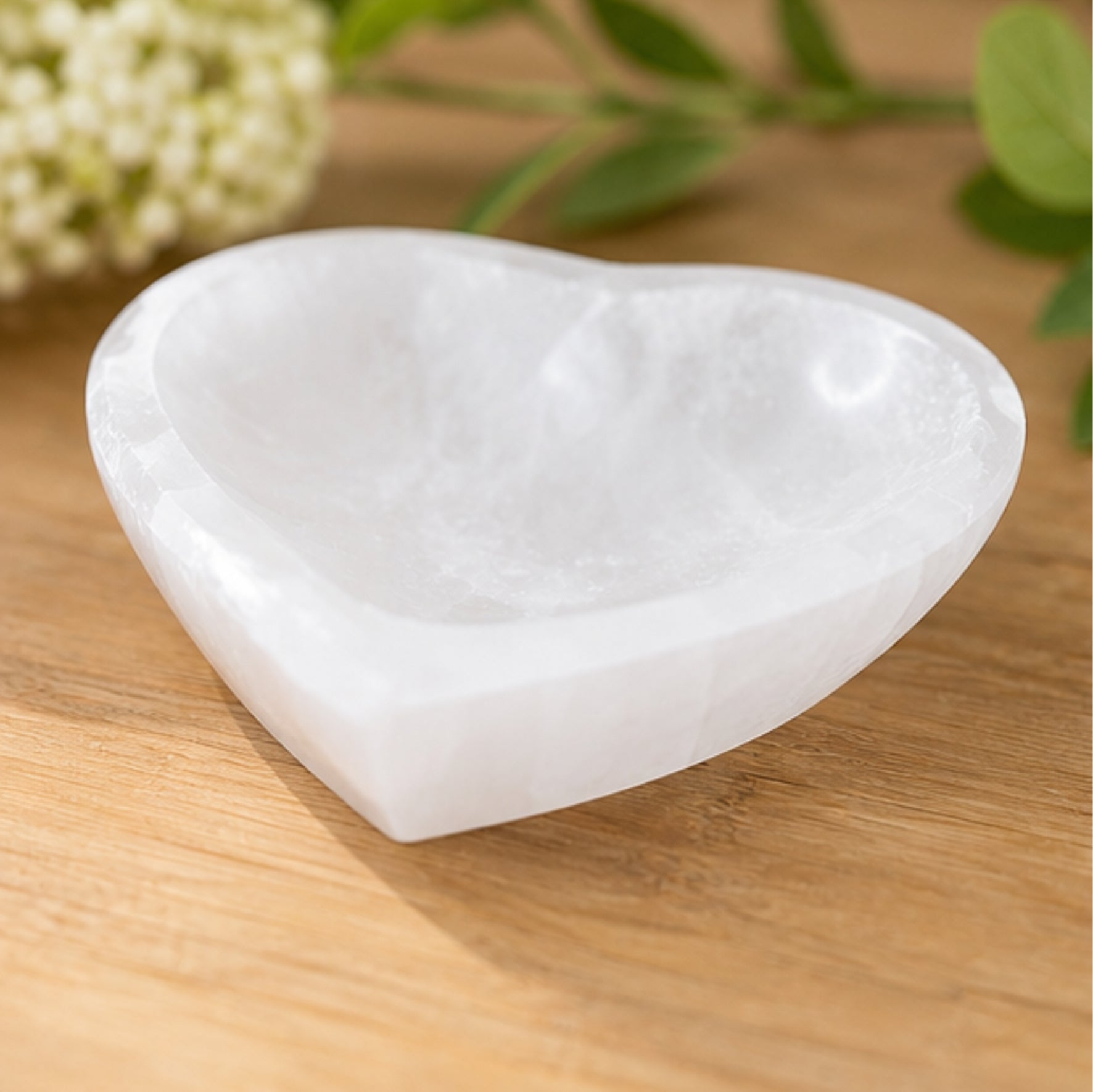 Selenit Herzschale 12 cm Ladeschale Duftschale Edelstein Naturstein Deko