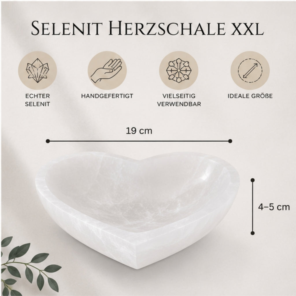 Selenit Ladeschale HerzformXXL Ø 19 cm Schmuckschale Naturstein Geschenk