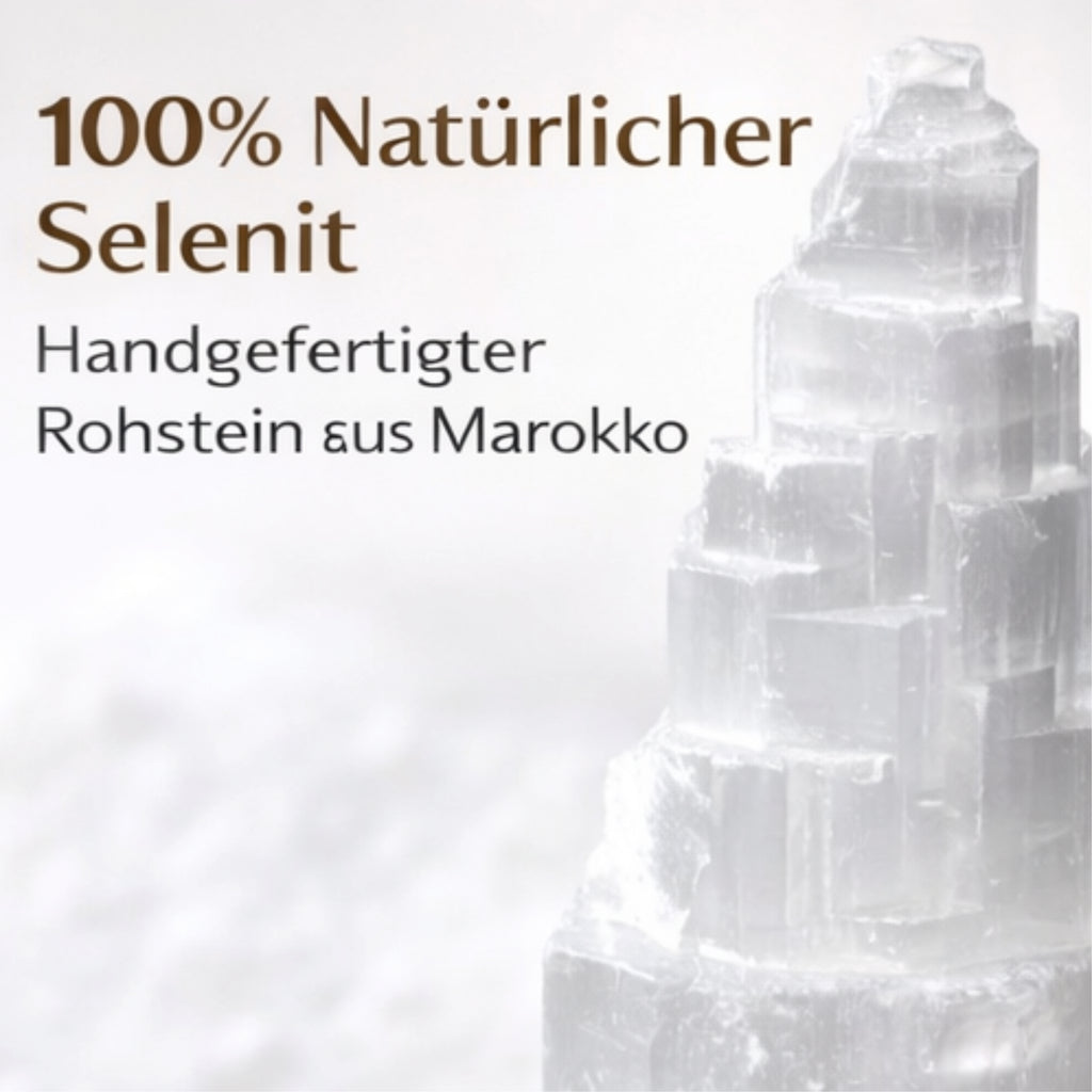 Selenit Turm 15–30 cm weiß Edelstein Lampe Rohstein Pyramide Reiki Deko Marokko