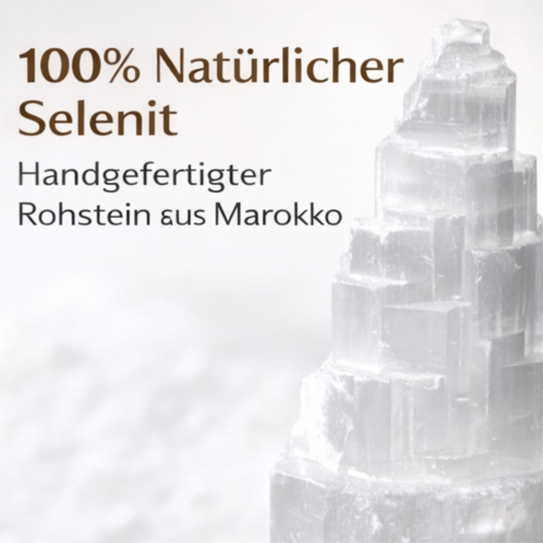 Selenit Turm 15–30 cm weiß Edelstein Lampe Rohstein Pyramide Reiki Deko Marokko