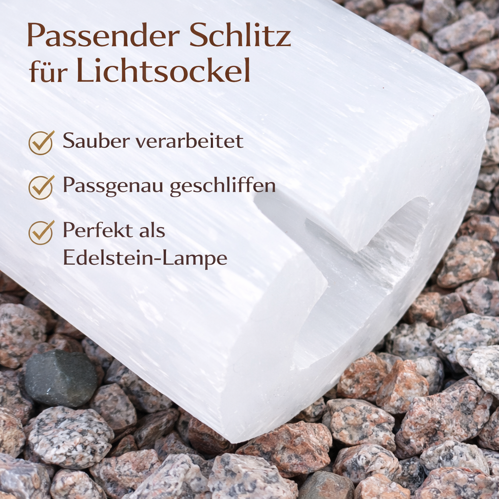 Selenit Turm 15–30 cm weiß Edelstein Lampe Rohstein Pyramide Reiki Deko Marokko