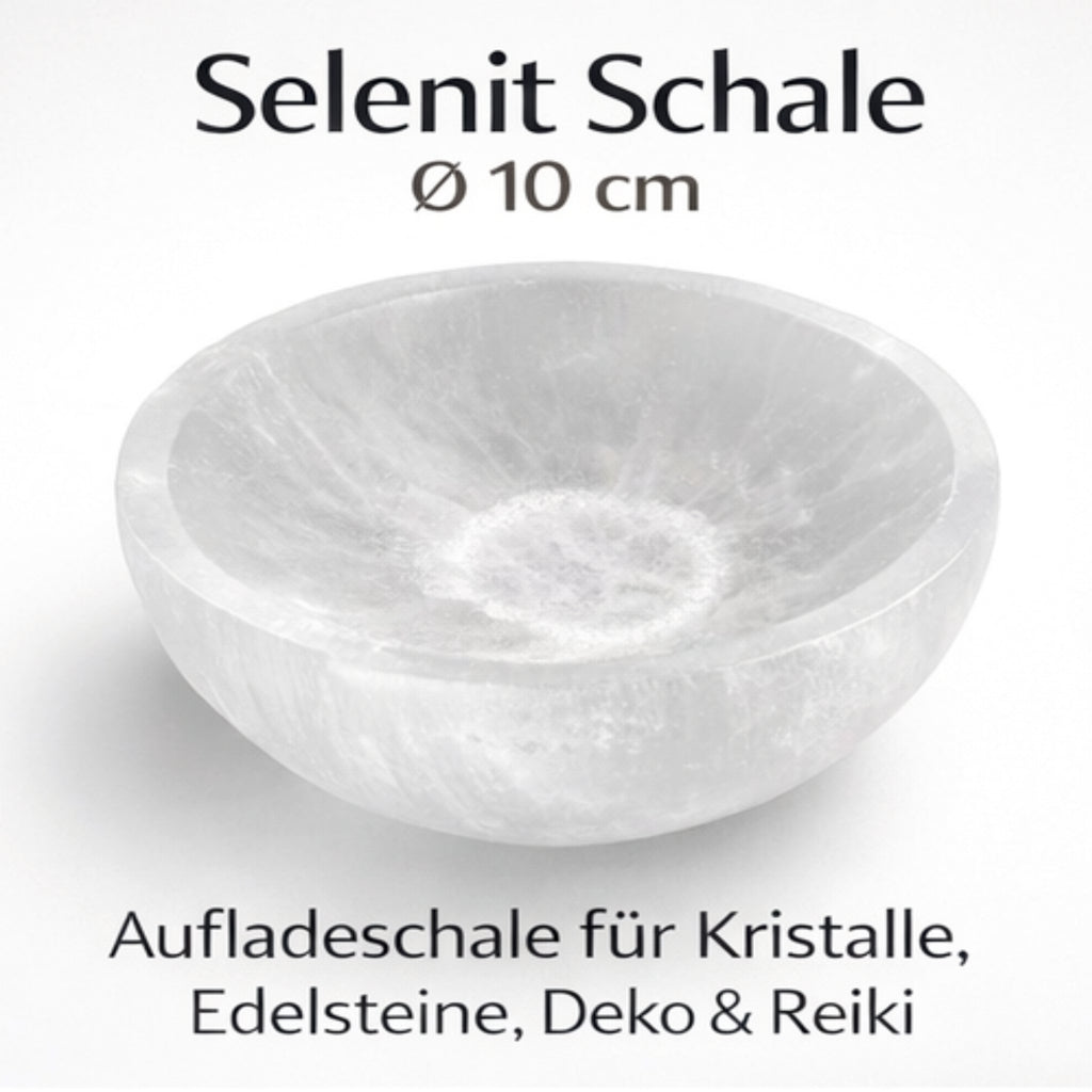 Selenit Schale 10 cm rund – Aufladeschale für Kristalle Edelsteine Deko Reiki