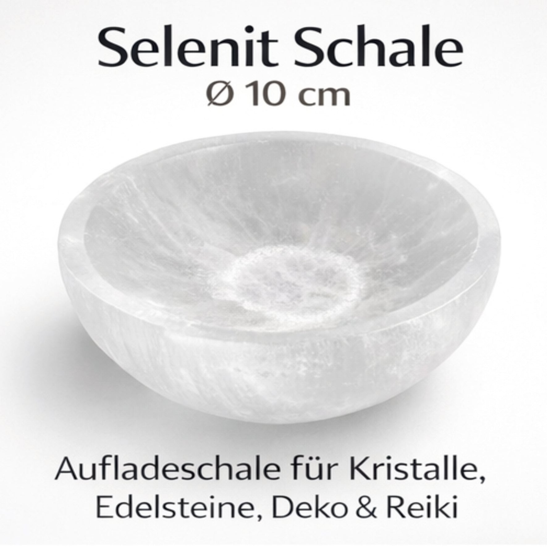 Selenit Schale 10 cm rund – Aufladeschale für Kristalle Edelsteine Deko Reiki