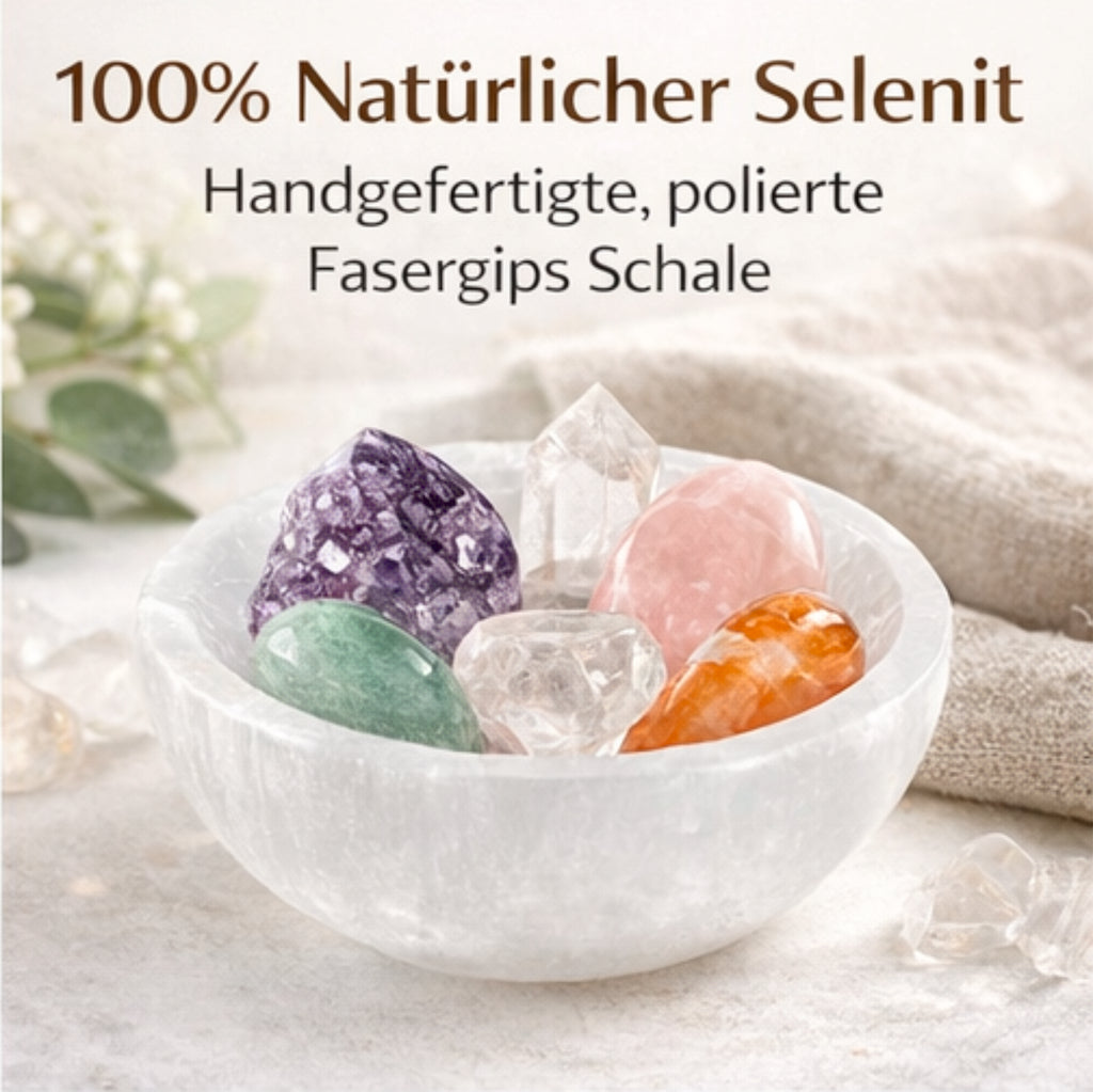 Selenit Schale 10 cm rund – Aufladeschale für Kristalle Edelsteine Deko Reiki
