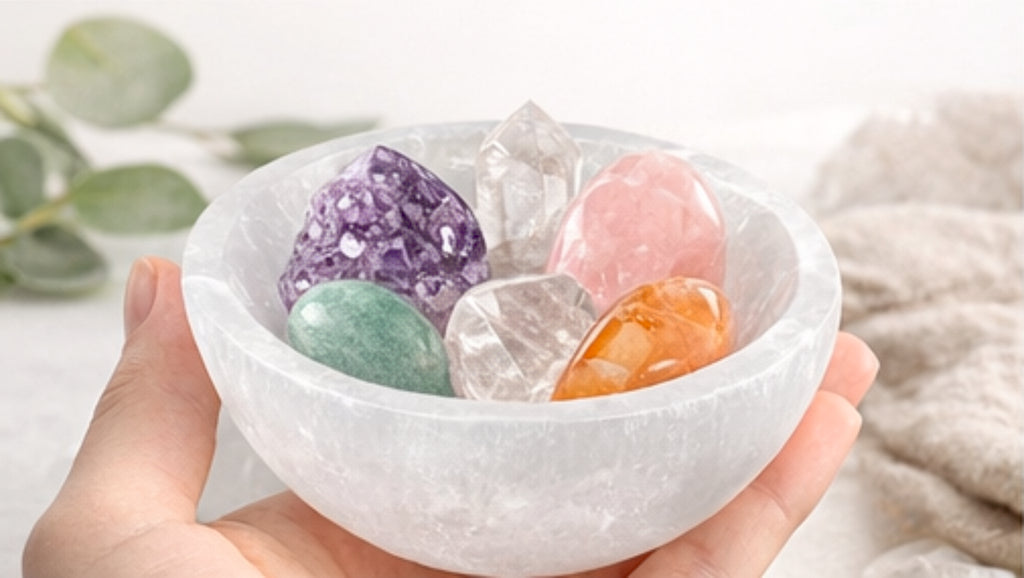 Selenit Schale 10 cm rund – Aufladeschale für Kristalle Edelsteine Deko Reiki