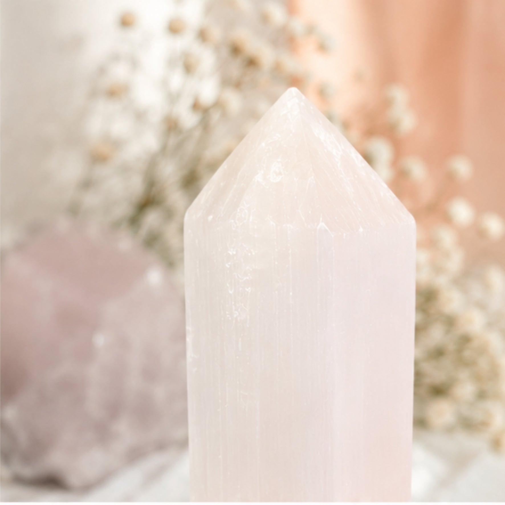 Selenit Turm Spitze 15 cm Heilstein Kristall Obelisk Deko Reiki Energie