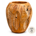Teak Wurzelholz Vase 38cm massiv handgefertigt Unikat Holz Deko Bali