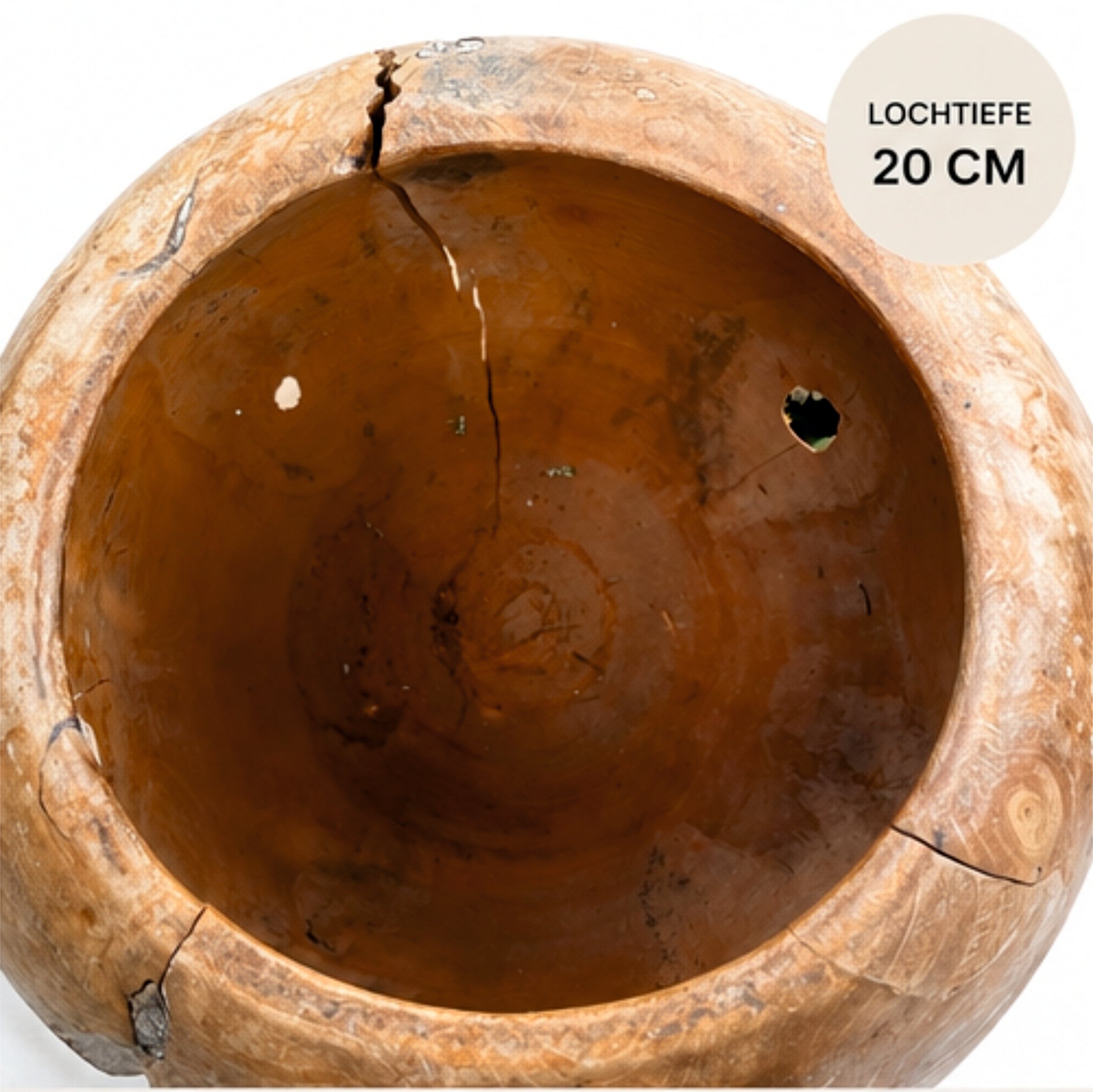 Teak Wurzelholz Vase 38cm massiv handgefertigt Unikat Holz Deko Bali
