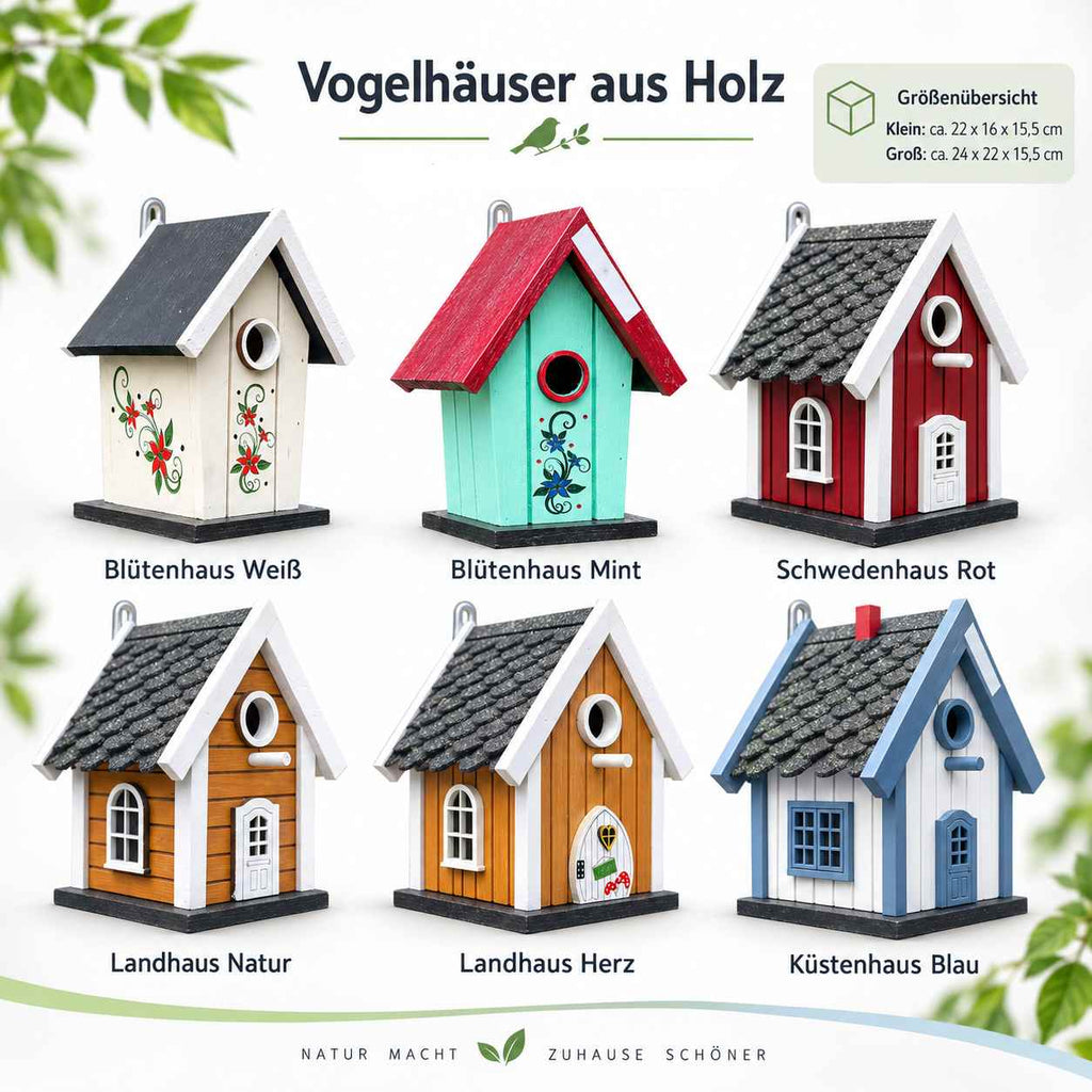 Vogelhaus Holz Garten Deko Landhausstil verschiedene Modelle klein groß