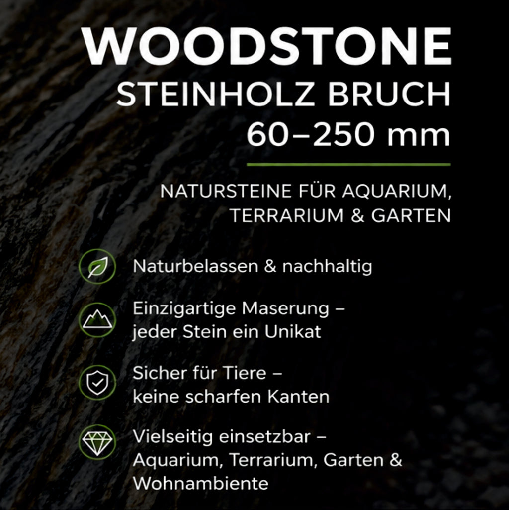 Woodstone Steinholz Bruch 60-250 mm Aquarium Deko Garten Naturstein Gneis