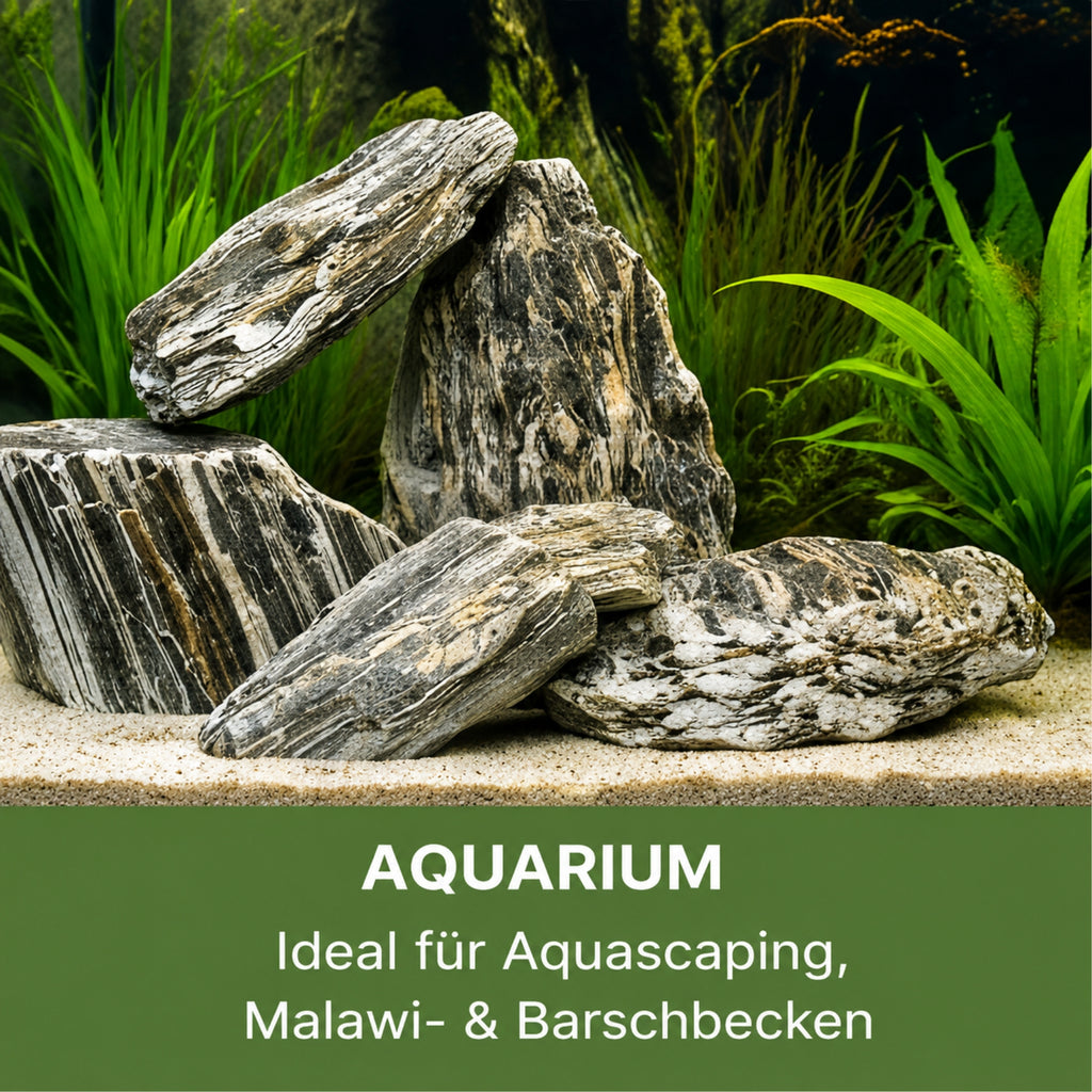 Woodstone Steinholz Bruch 60-250 mm Aquarium Deko Garten Naturstein Gneis