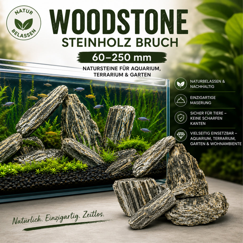 Woodstone Steinholz Bruch 60-250 mm Aquarium Deko Garten Naturstein Gneis